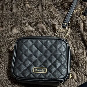 Itzy Ritzy Black Quilted Crossbody with Gold Accents